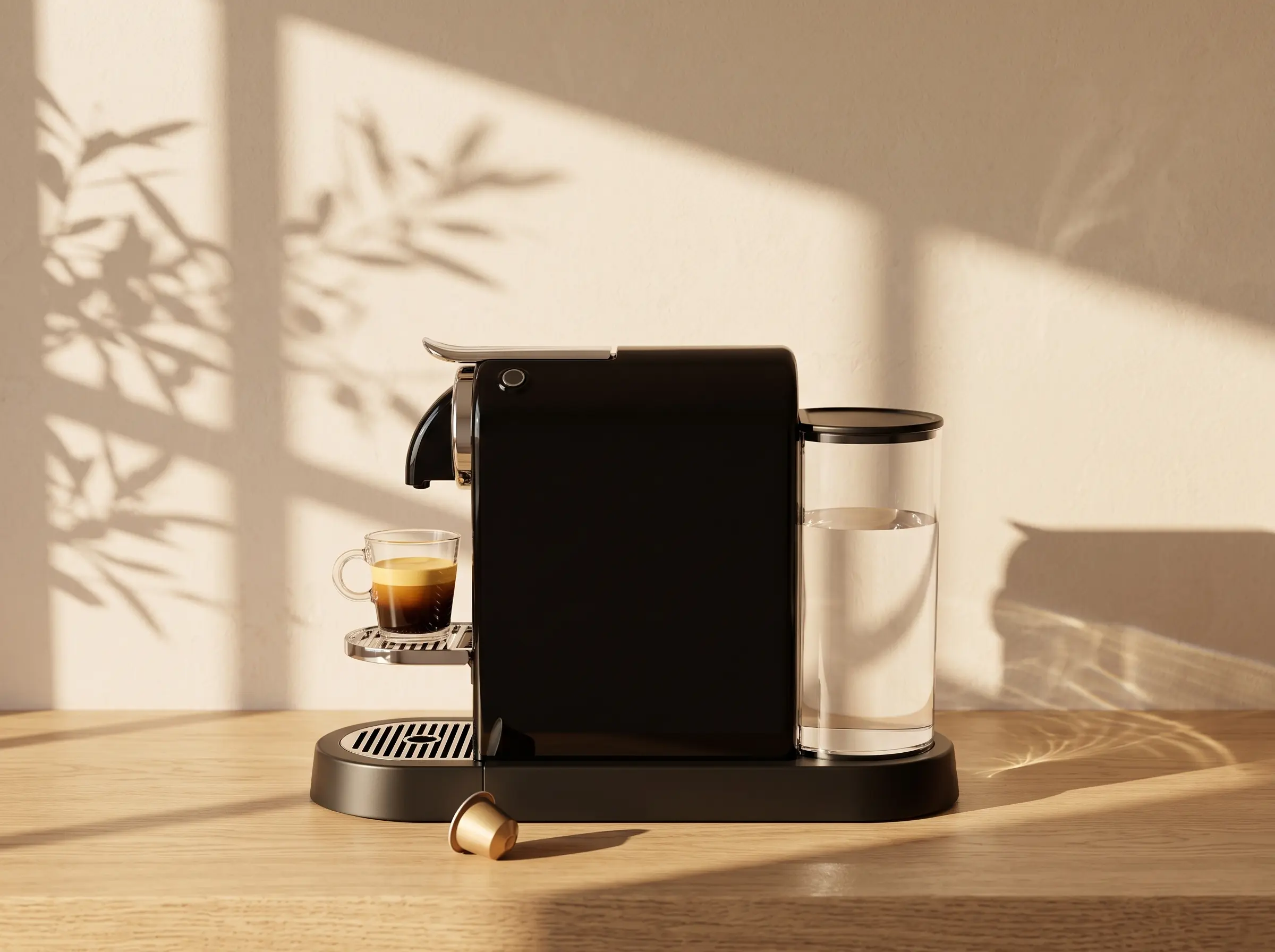 Support rabattu avec un grand verre latte