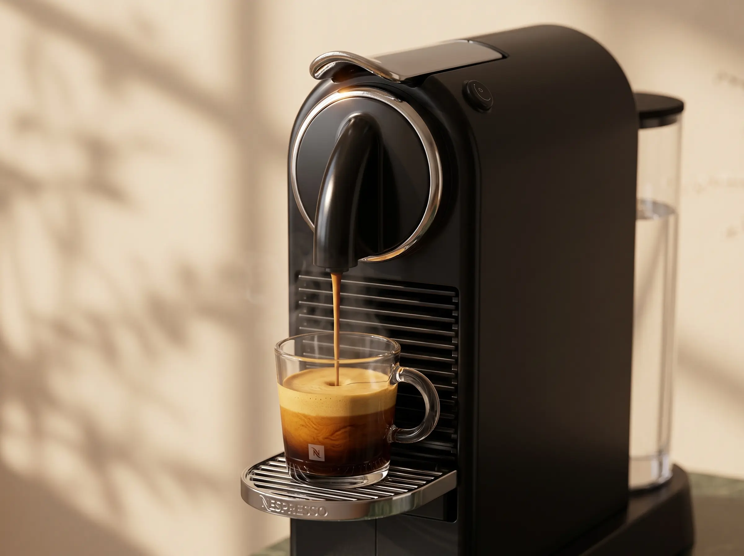 Support rabattu avec un grand verre latte