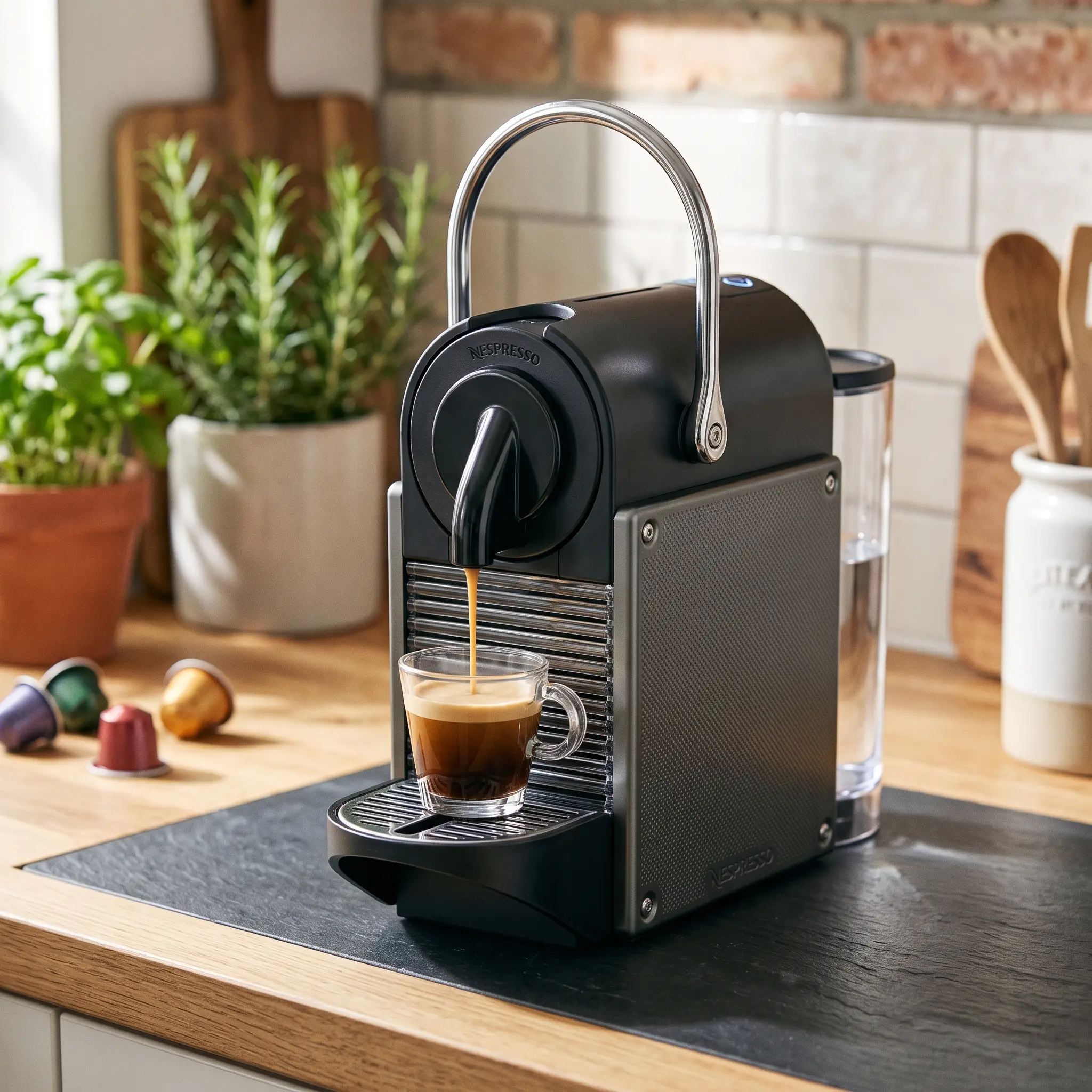Nespresso Pixie de face sur un plan de travail